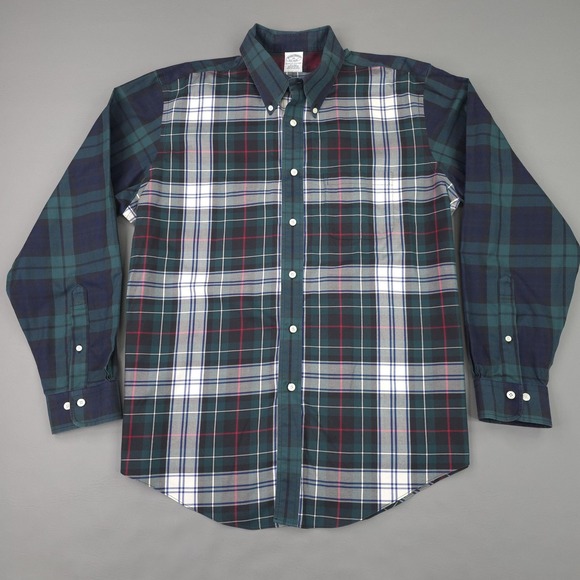 Brooks Brothers Shirt Mens XL Green Plaid Non Iron Supima Cotton Button Down - Picture 2 of 10